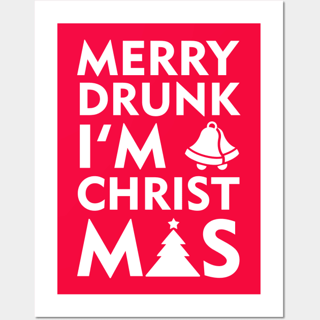 Christmas Merry Drunk im xmas shirt Wall Art by benidas